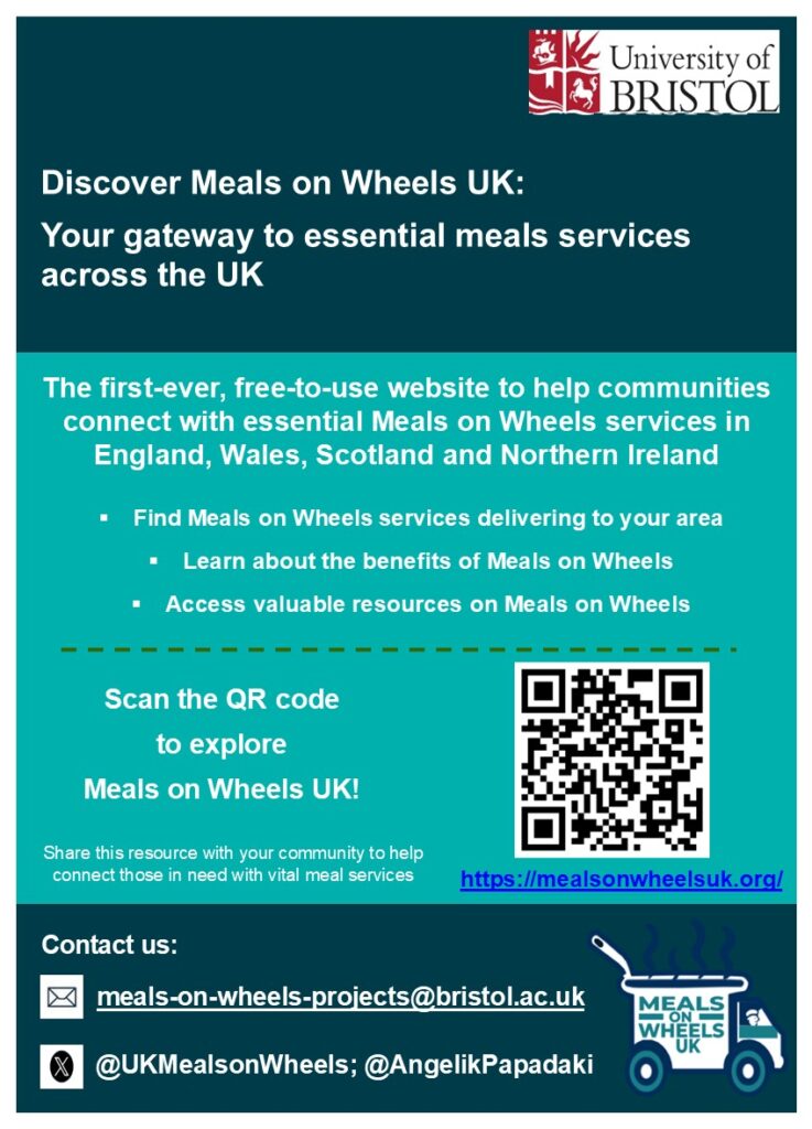 Graphic Meals on Wheels UK poster with QR code