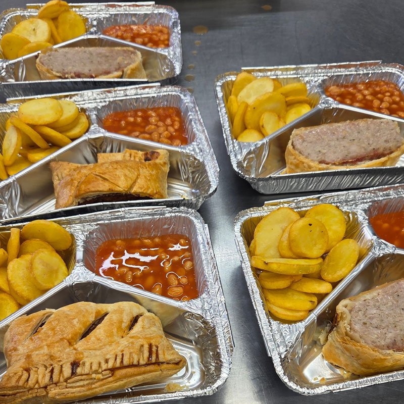 Freshly prepared main meal and side dishes
